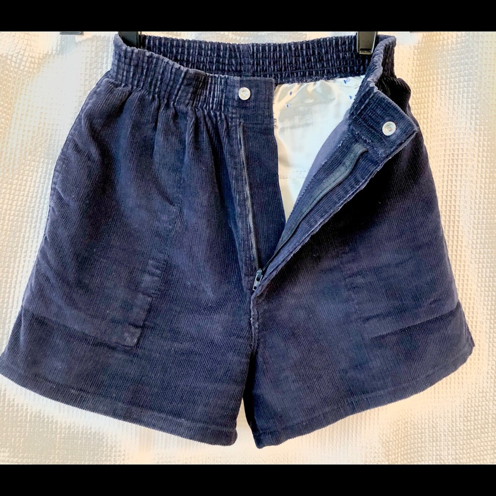 Lands End Corduroy Shorts-Navy-Juniors Small (8)